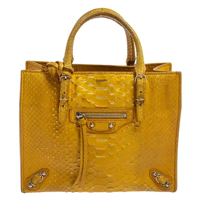 Balenciaga Yellow Python Mini Papier A4 Tote