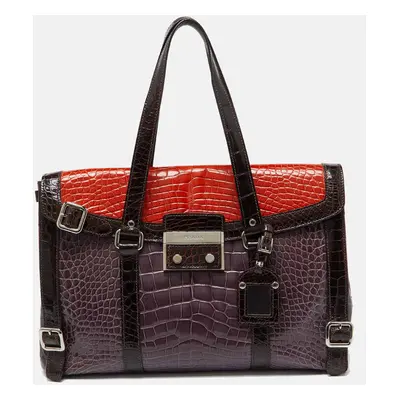 Prada Multicolor Crocodile Leather Lucido Lock Bag