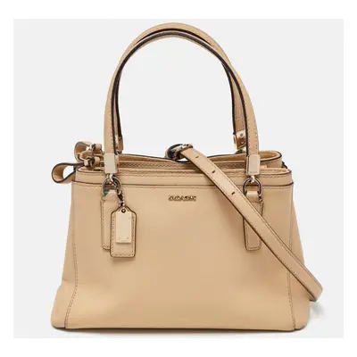 Coach Beige Leather Mini Christie Carryall Double Zip Tote