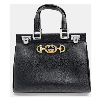 Gucci Black Leather Zumi Top Handle Small Bag