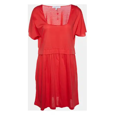 See by Chloé Coral Red Cotton Knit Mini Dress