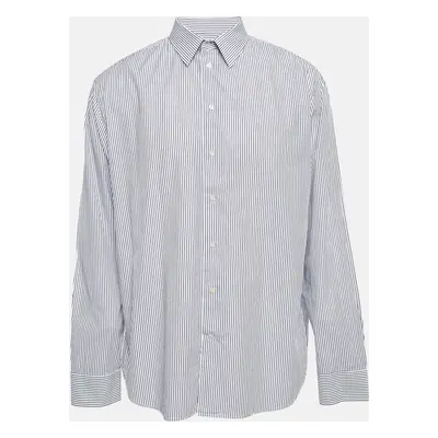 Emporio Armani Blue Pinstripe Cotton Modern Fit Shirt