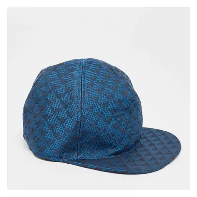 Emporio Armani Blue Monogram Pattern Canvas Baseball Cap