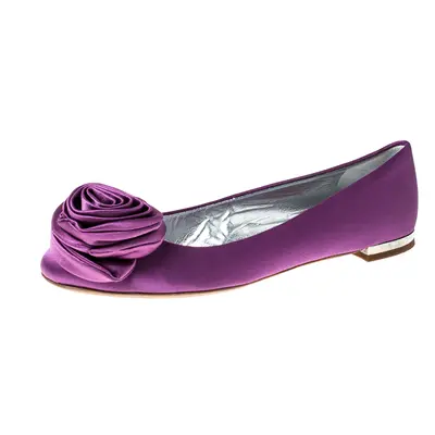 Giuseppe Zanotti Purple Satin Flower Detail Ballet Flats Size 36.5