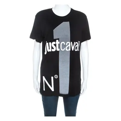 Just Cavalli Black Logo Print Jersey Oversized T-shirt