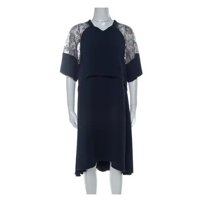 Philosophy Navy Blue Lace Detail Layered Shift Dress