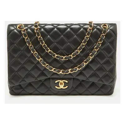 Chanel Black Quilted Leather Maxi Classic Double Flap Bag