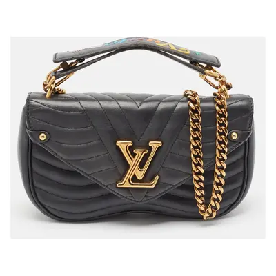 Louis Vuitton Black Leather Chain New Wave MM Bag