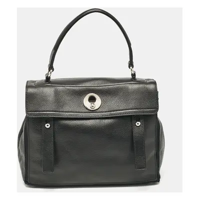 Yves Saint Laurent Black Leather Muse Two Top Handle Bag