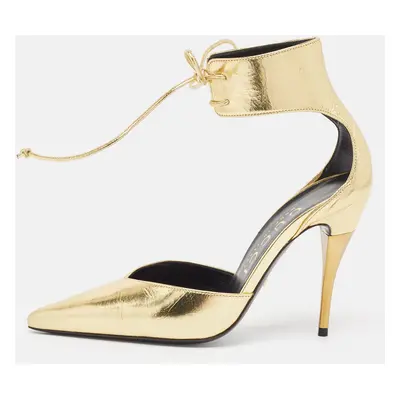 Gucci Metallic Gold Leather Priscilla Pumps Size 38.5