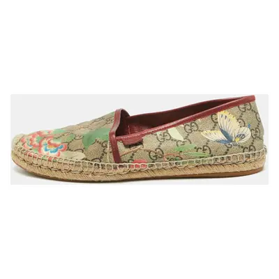 Gucci Multicolor Tian Print GG Supreme Canvas Flat Espadrilles Size 41.5