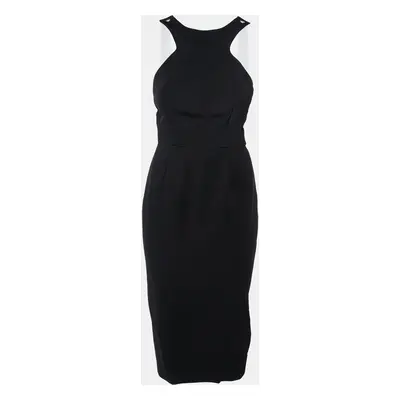 Victoria Beckham Black Crepe Contrast Strap Detail Sleeveless Dress