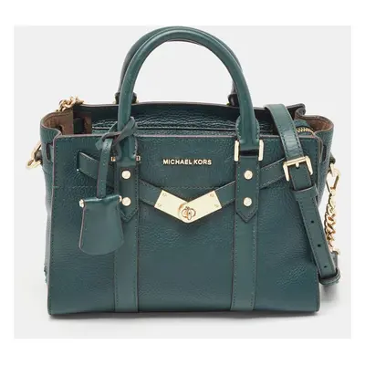 Michael Kors Dark Green Leather Nouveau Hamilton Tote