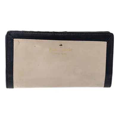 Kate Spade Beige/Black Leather Long Wallet