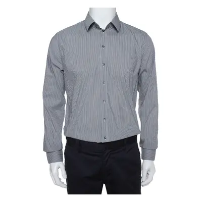 Dolce & Gabbana Grey Striped Cotton Button Front Sicilia Shirt