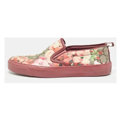 Gucci Pink Canvas Flower Print Slip On Sneakers Size