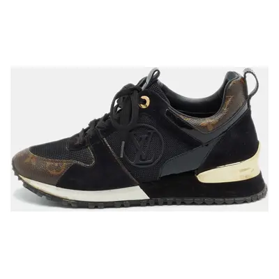 Louis Vuitton Black/Brown Mesh and Monogram Canvas Run Away Sneakers Size