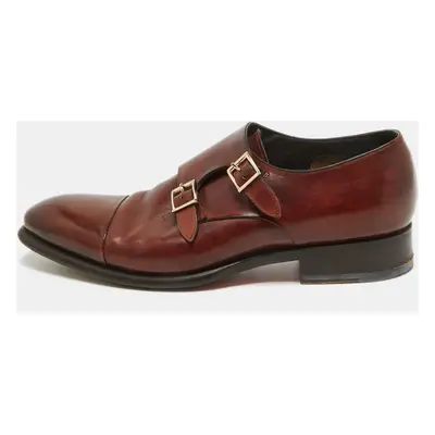 Santoni Brown Leather Monk Strap Derby Size 41.5