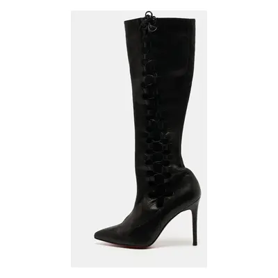 Christian Louboutin Black Leather Sempre Knee Length Boots Size