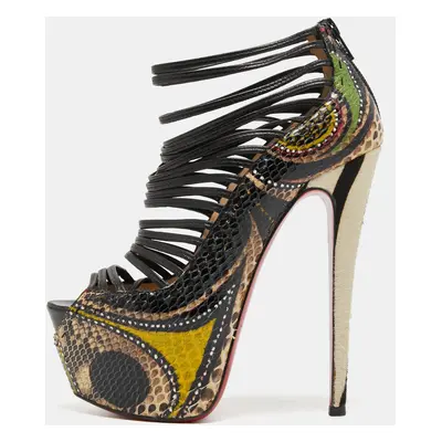 Christian Louboutin Multicolor Python Leather Zoulou Strappy Pumps Size 37.5