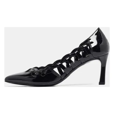 Tod's Black Cut Out Patent Leather Pointed Toe Pumps Size