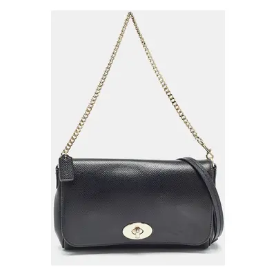 Coach Black Leather Crosstown Turnlock Crossbody Bag