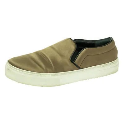 Celine Olive Green Satin Slip On Sneakers Size