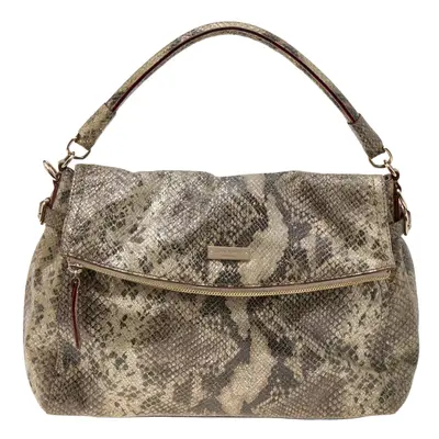 Kate Spade Metallic Two Tone Python Embossed Leather Top Handle Bag