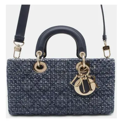 Dior LADY D-JOY Bag Navy Tweed Size Medium