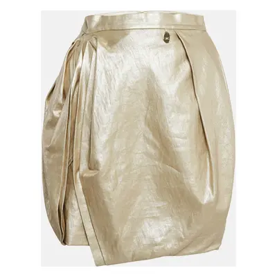 Elisabetta Franchi Gold Linen Draped Mini Skirt