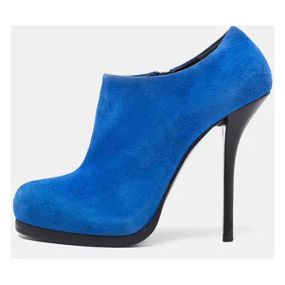 Balenciaga Blue Suede Ankle Booties Size