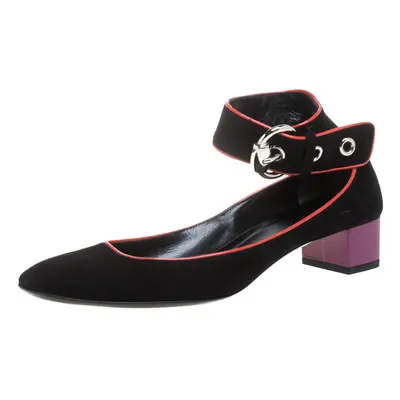 Gucci Black/Red Suede And Patent Leather Square-Toe Sandals Size