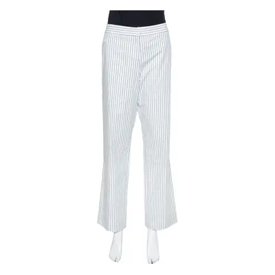 Etro White Pinstriped Cotton Straight Leg Pants