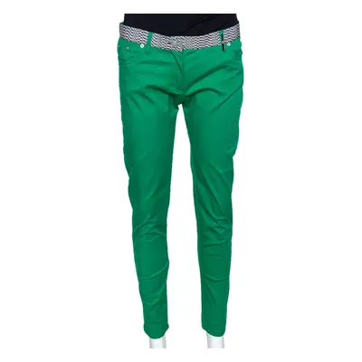 Kenzo Green Cotton Contrast Waist Band Trousers