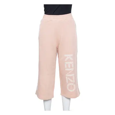 Kenzo Salmon Pink Knit Logo Printed Cropped Track Pants