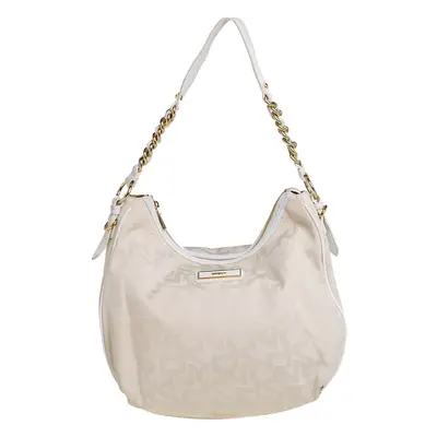 DKNY Cream Signature Canvas Hobo