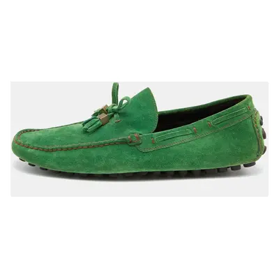 Louis Vuitton Green Suede Imola Tassel Slip On Loafers Size 41.5