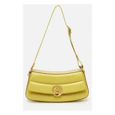 Stella McCartney Lime Faux Leather S-Wave Padded Shoulder Bag