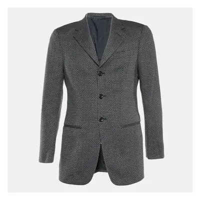 Armani Collezioni Black Patterned Wool Single Breasted Blazer