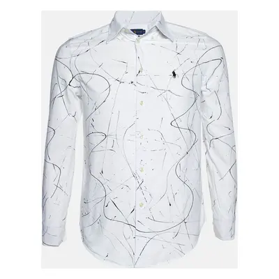 Ralph Lauren White Printed Cotton Buttoned Down Shirt