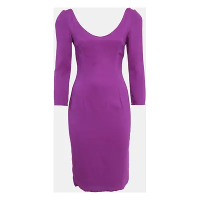 Dolce & Gabbana Purple Crepe Full Sleeve Bodycon Dress