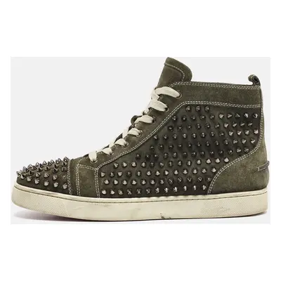 Christian Louboutin Green Suede Louis Spikes High Top Sneakers Size