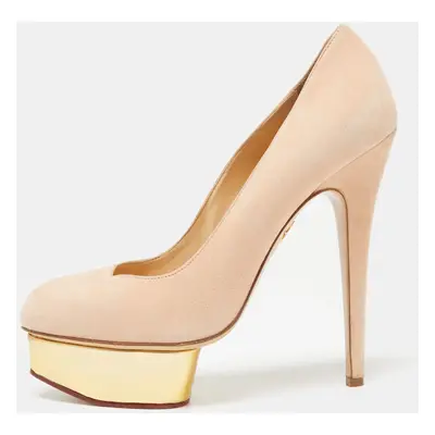 Charlotte Olympia Pink Suede Debbie Platform Pumps Size 39.5