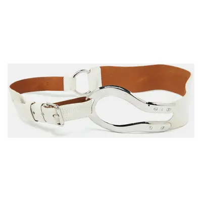 Ralph Lauren Off White Lizard Waist Buckle Belt 90CM