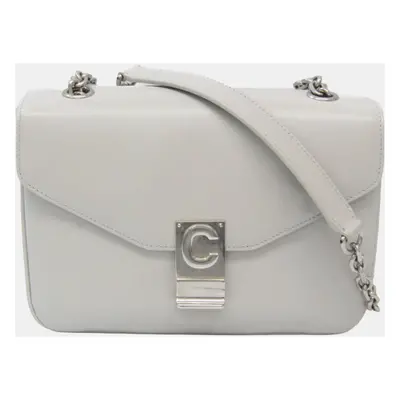 Celine Light Grey Leather Medium C Shoulder Bag