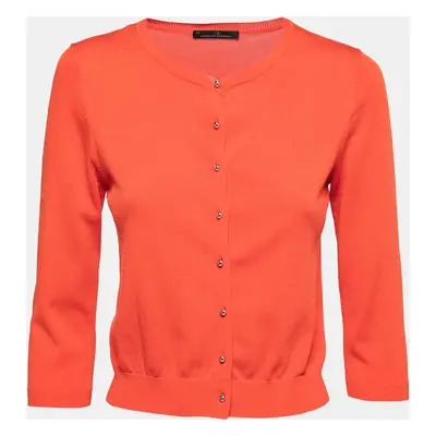 CH Carolina Herrera Orange Knit Button Front Cardigan