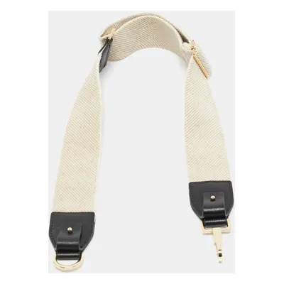 Max Mara Beige/Black Canvas and Leather Shoulder Bag Strap