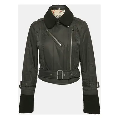 Burberry Brit Black Synthetic Detachable Fur Collar-Cuff Zip-Up Jacket