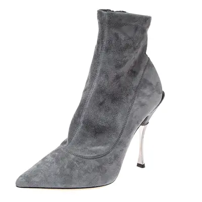 Dolce & Gabbana Grey Suede Pointed Toe Booties Size