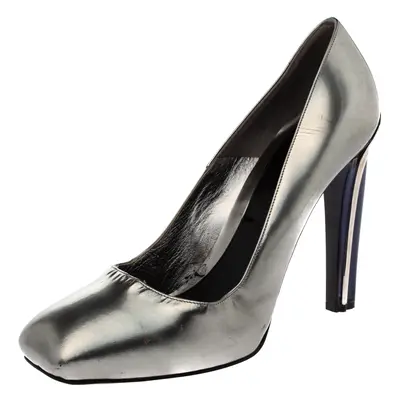 Alexander McQueen Silver Patent Leather Square Toe Pumps Size